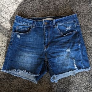 Klique B distressed jean shorts